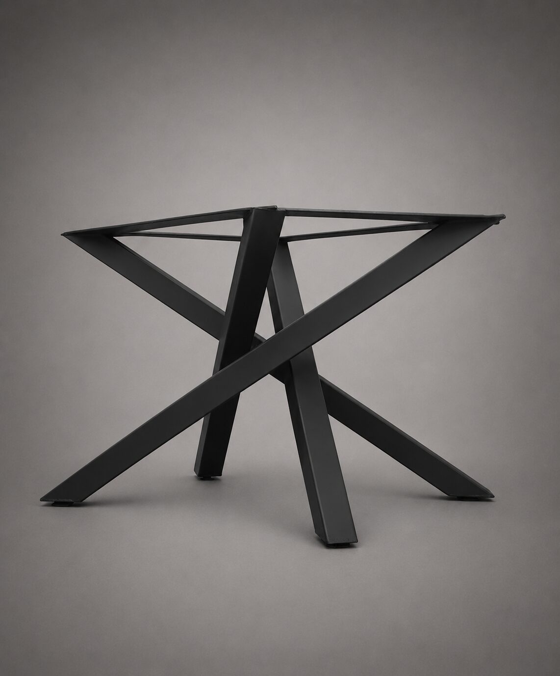 Black powder-coated star-leg steel table base